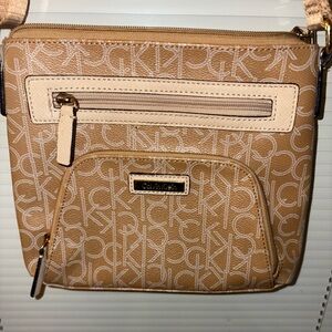 Calvin Klein Beige Monogram Crossbody Bag